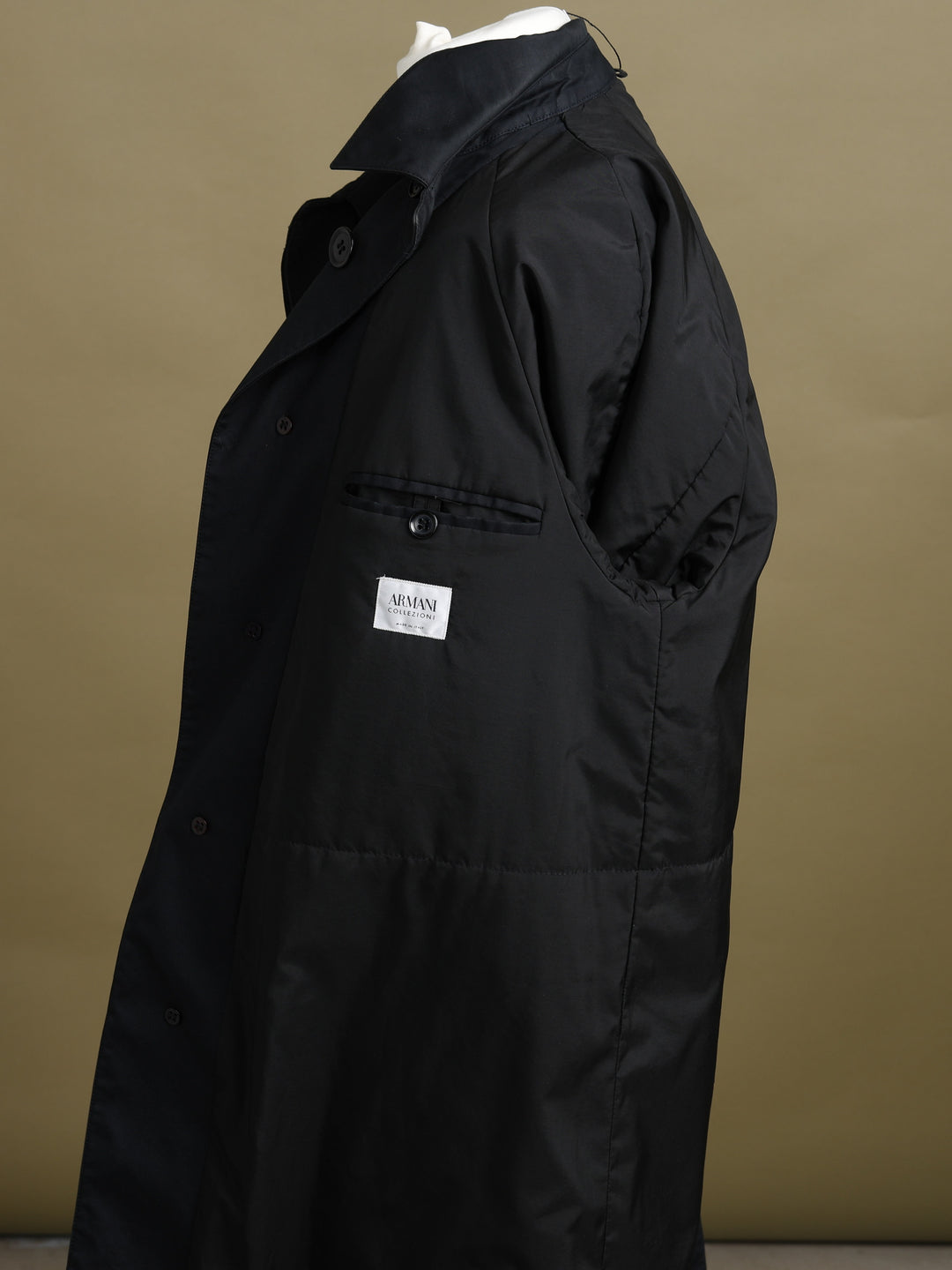Armani Collezioni Overcoat Black Men's L - detail 4