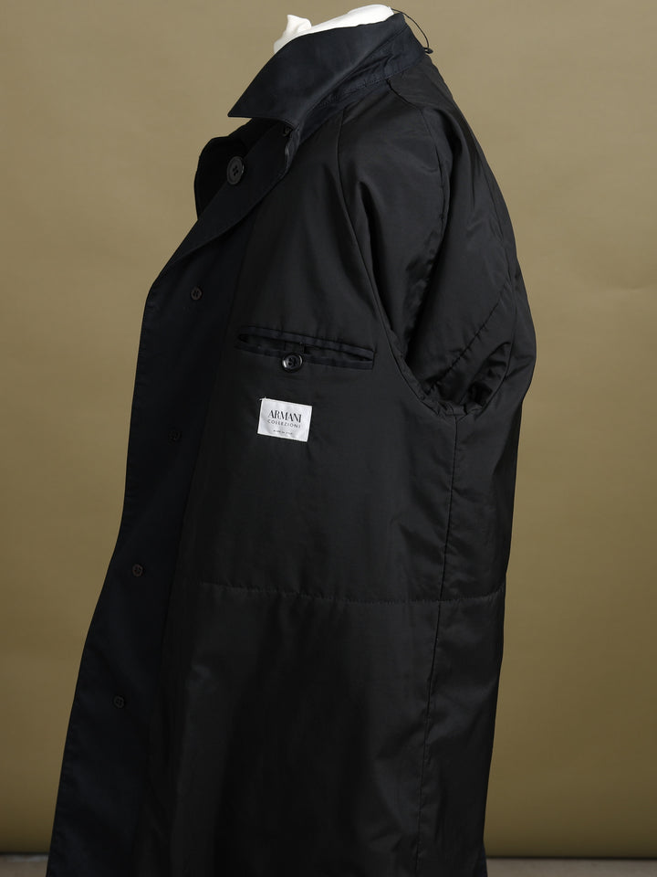Armani Collezioni Overcoat Black Men's L - detail 4