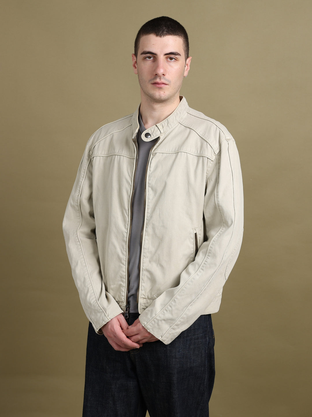 Armani Exchange Racer Jacket Beige Men's XL - back