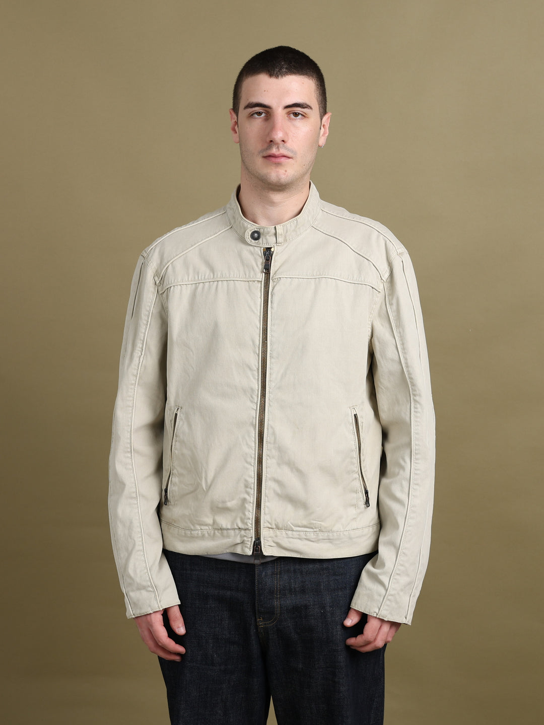 Armani Exchange Racer Jacket Beige Men's XL - fabric detail