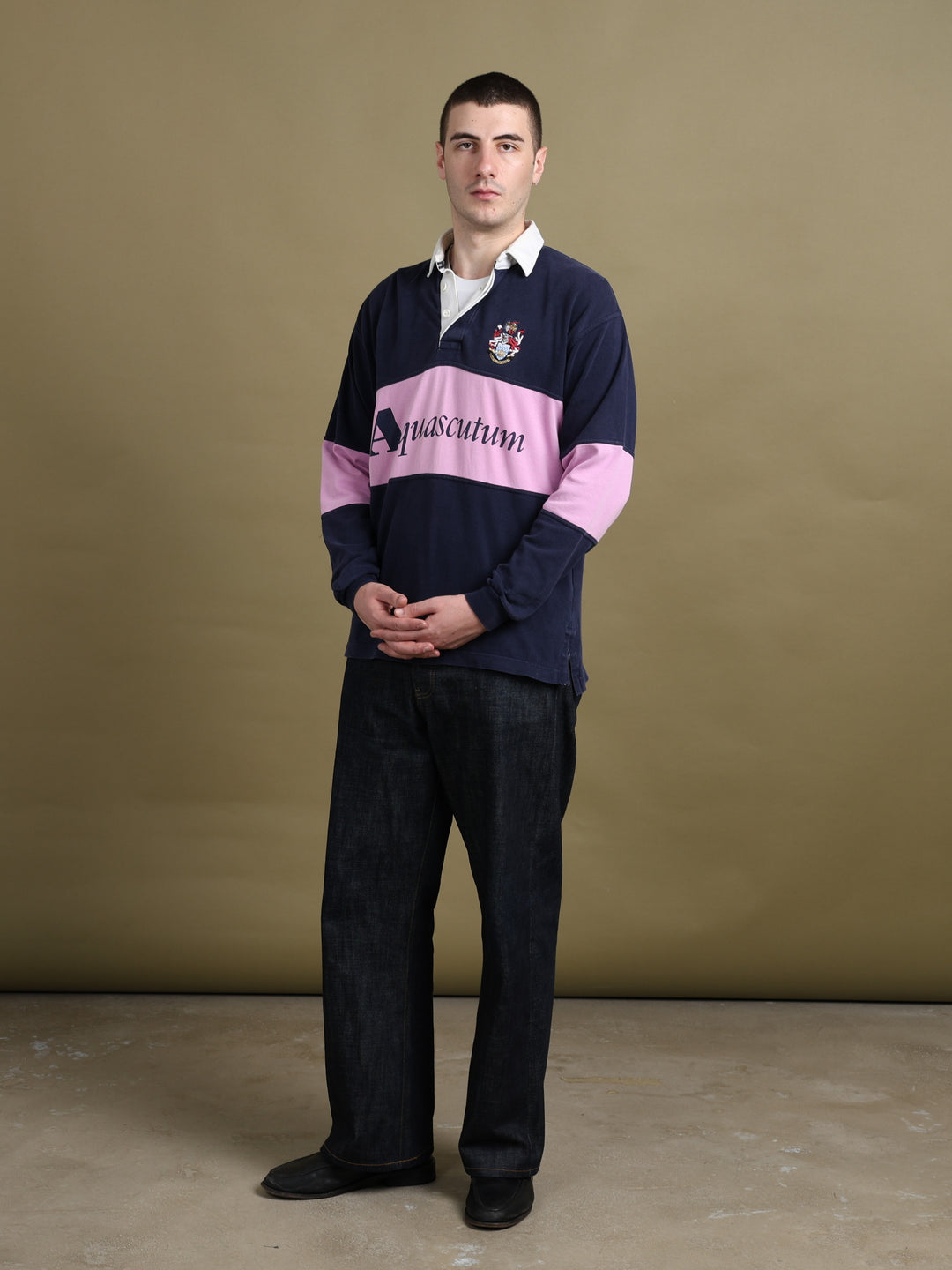 Aquascutum Rugby Shirt Navy Men's L - front