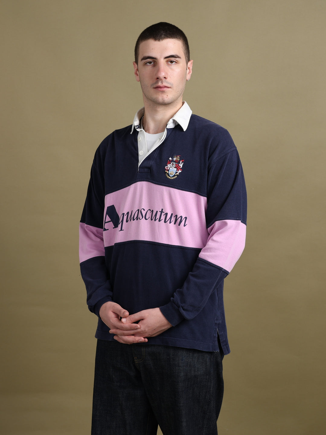 Aquascutum Rugby Shirt Navy Men's L - back