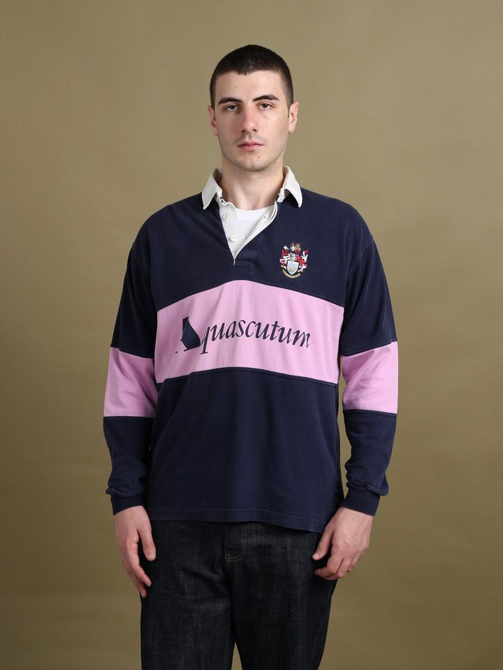 Aquascutum Rugby Shirt Navy Men's L - fabric detail