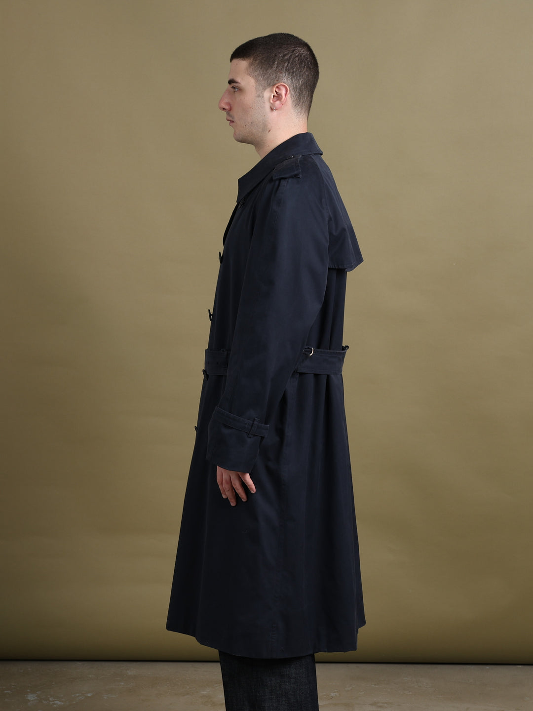 Burberry's Double Breasted Trench Coat Navy Men's XL - styled