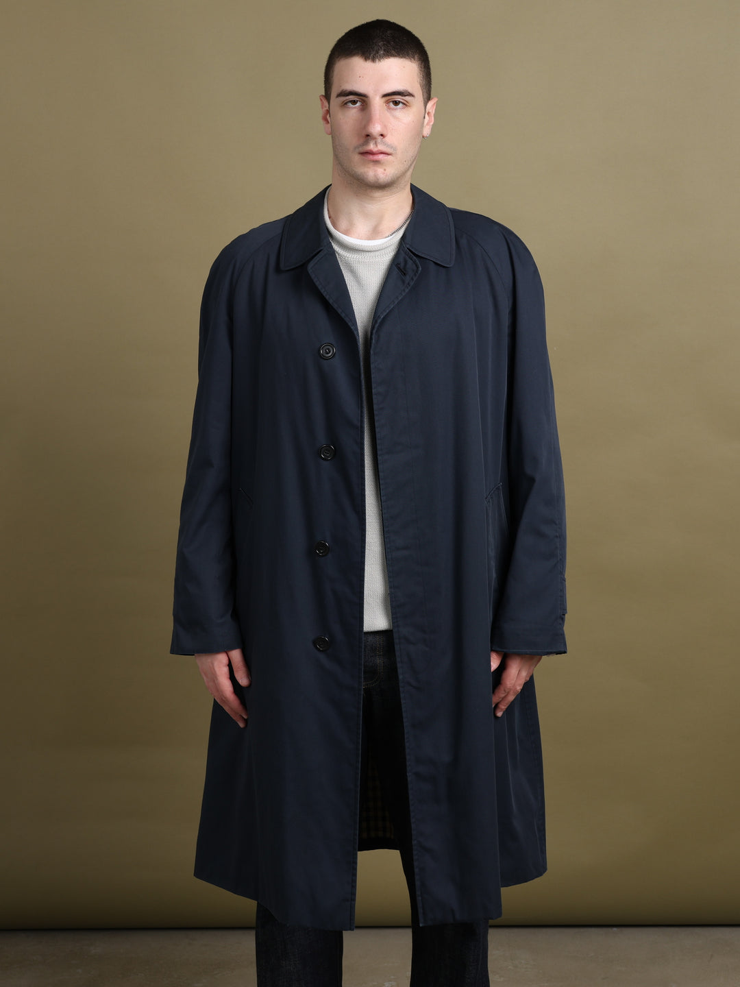 Aquascutum Trench Coat Navy Men's L - back