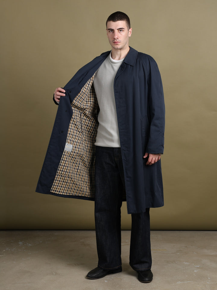 Aquascutum Trench Coat Navy Men's L - fabric detail