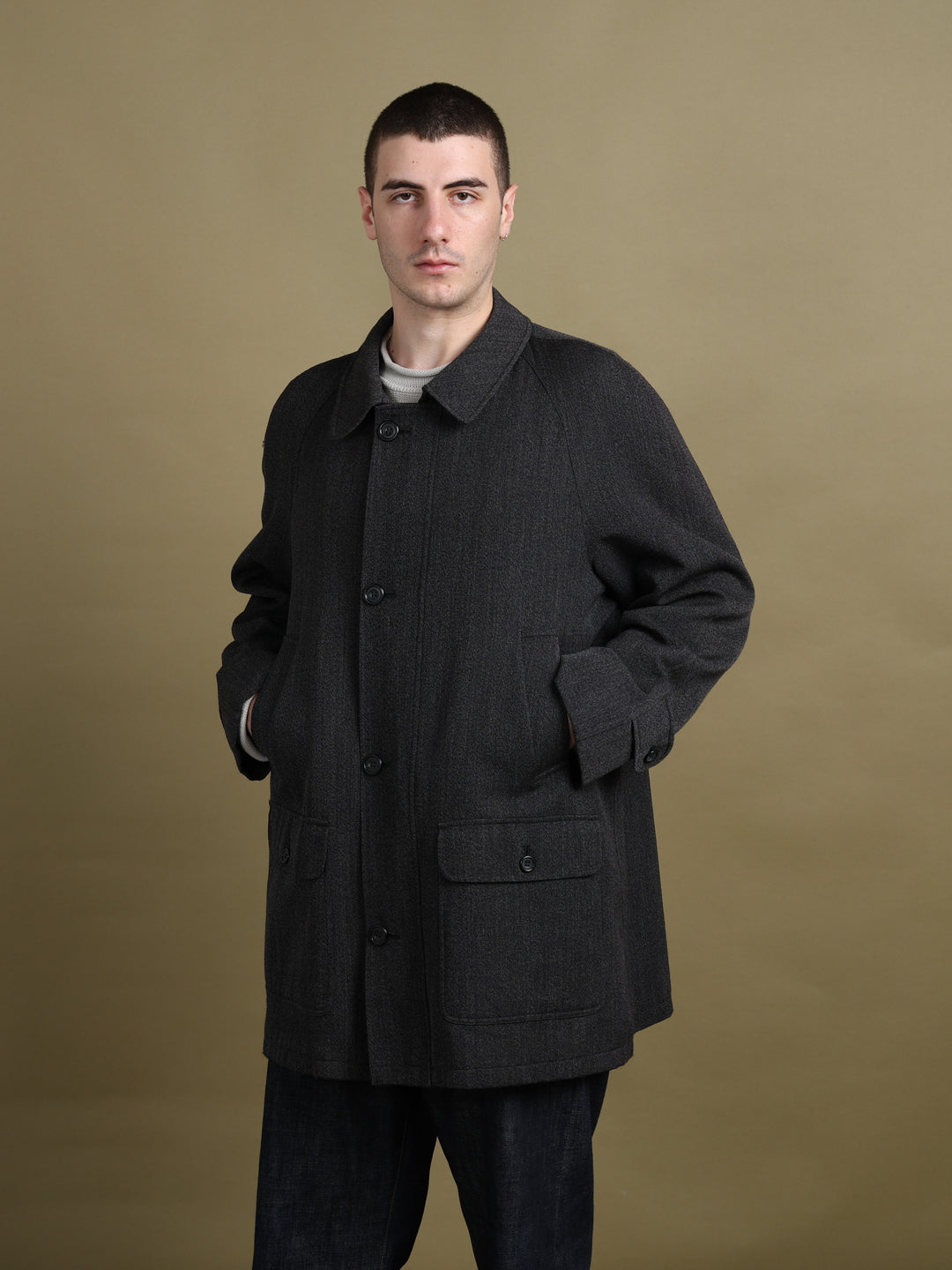 Aquascutum Mid-Length Jacket Grey Men's L - back