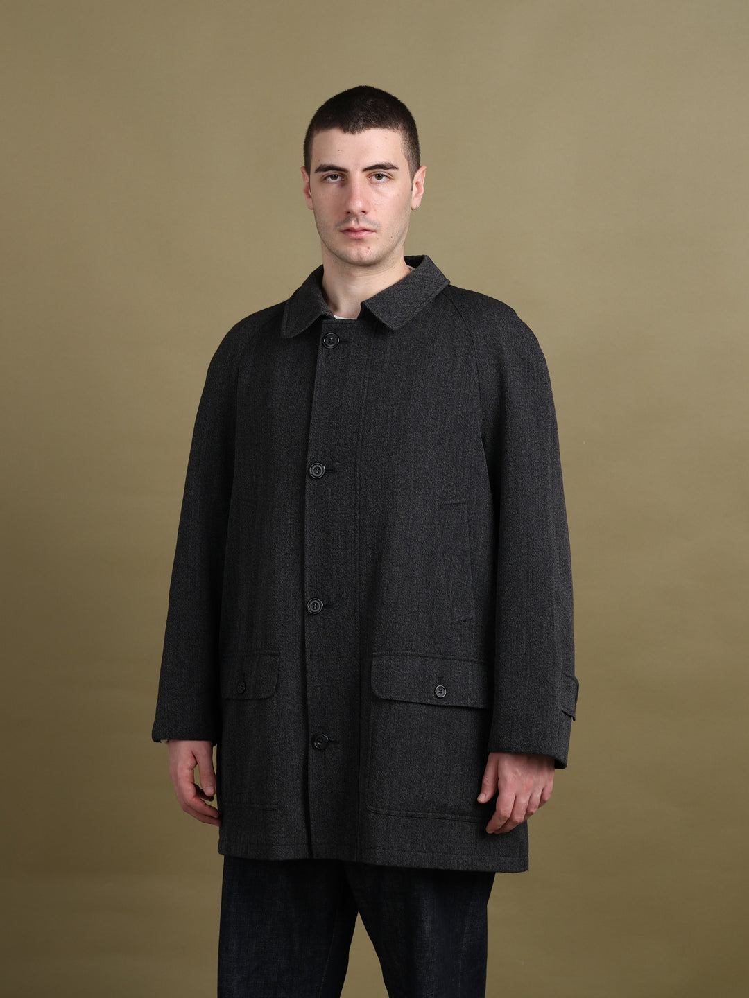 Aquascutum Mid-Length Jacket Grey Men's L - fabric detail
