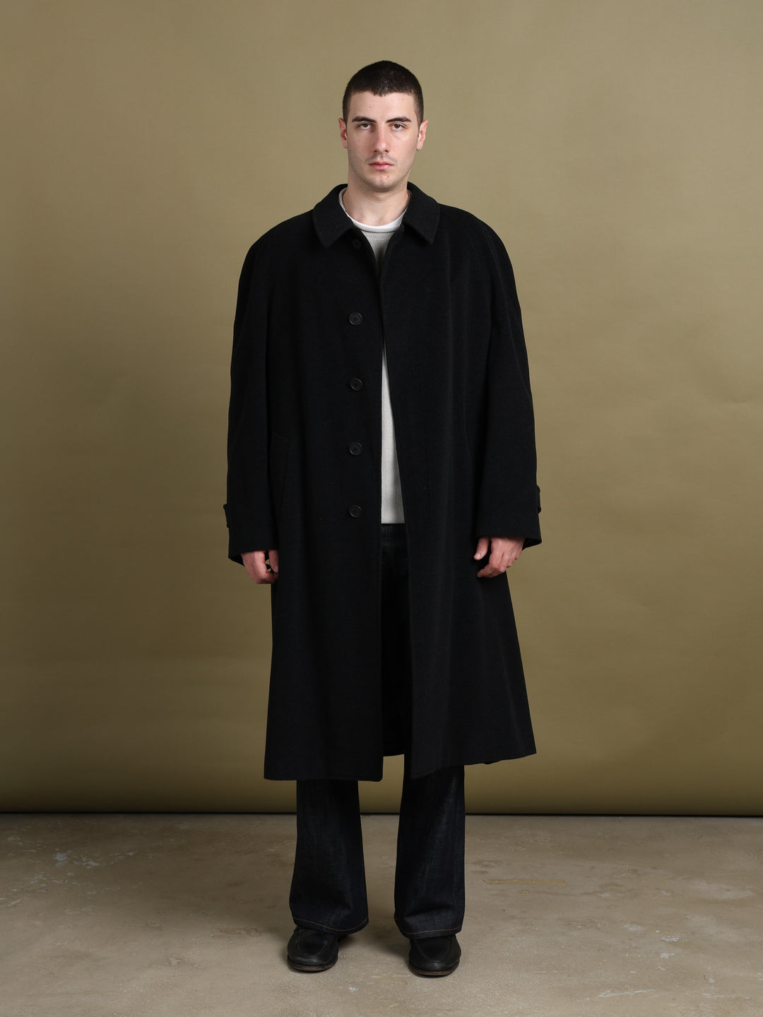 Giorgio Armani Overcoat Black Men's XL - front