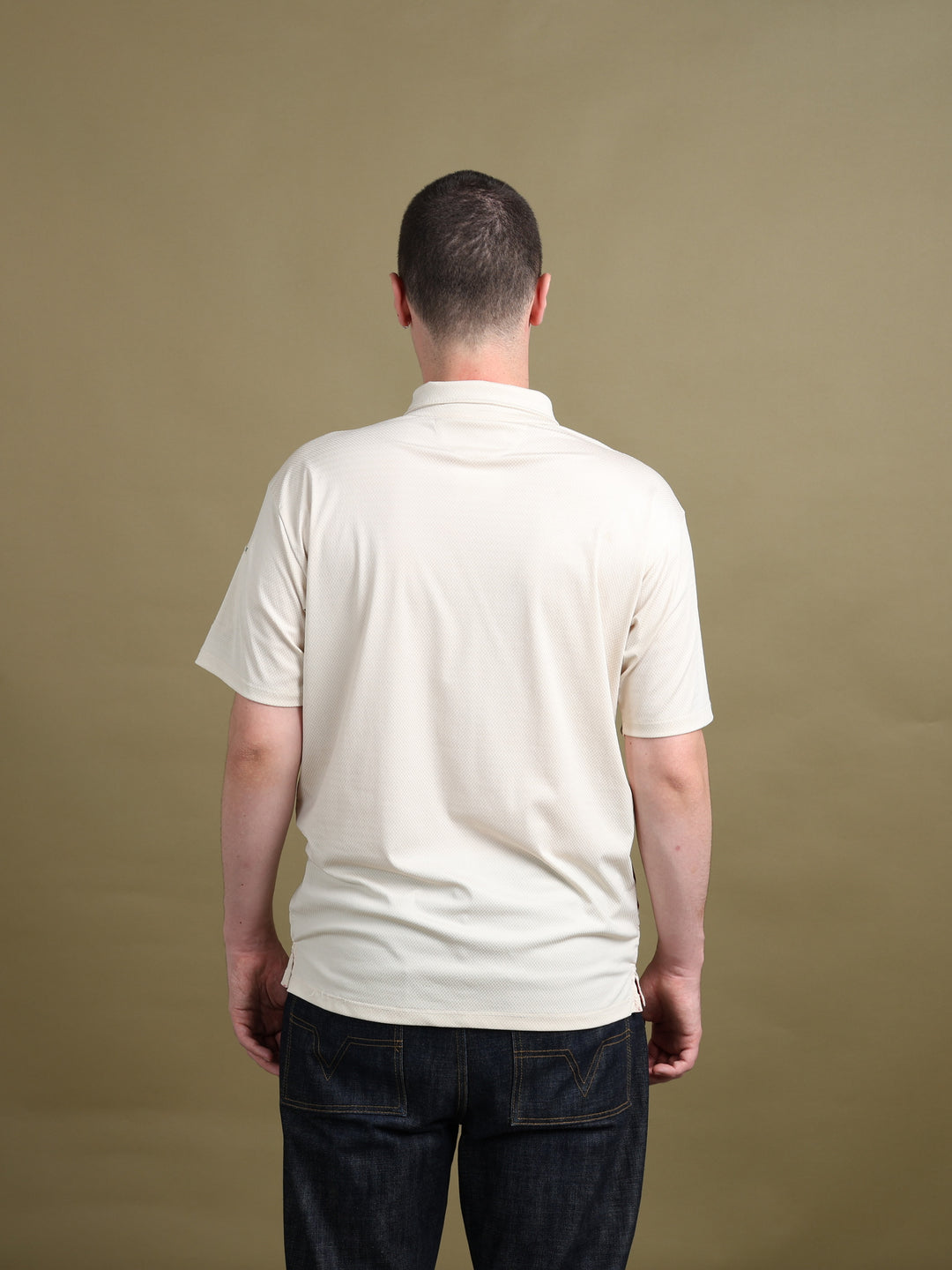 Prada Asymmetric Button Polo Beige Men's L - fabric detail