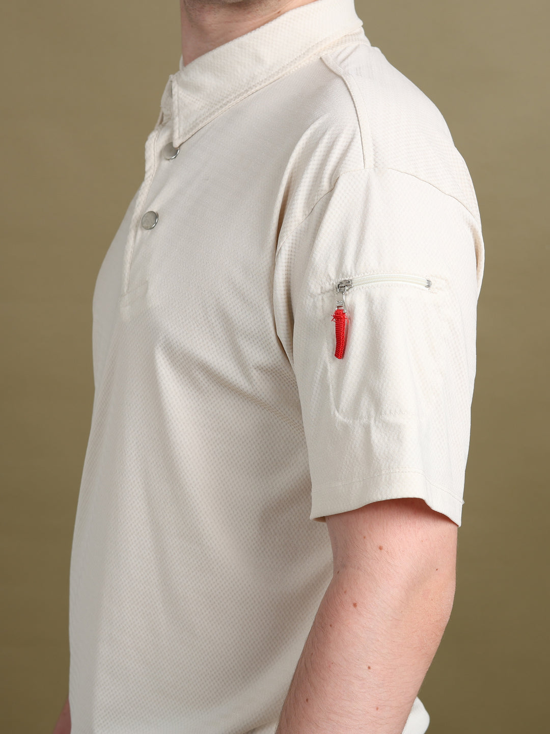 Prada Asymmetric Button Polo Beige Men's L - detail 2