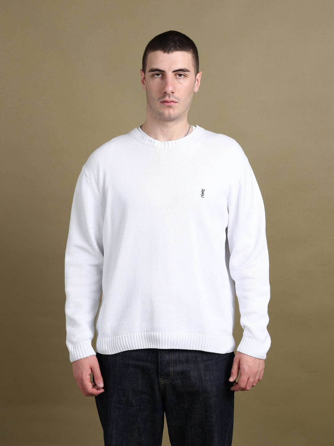 Yves Saint Laurent Heavy Knit Jumper White Men's L - front