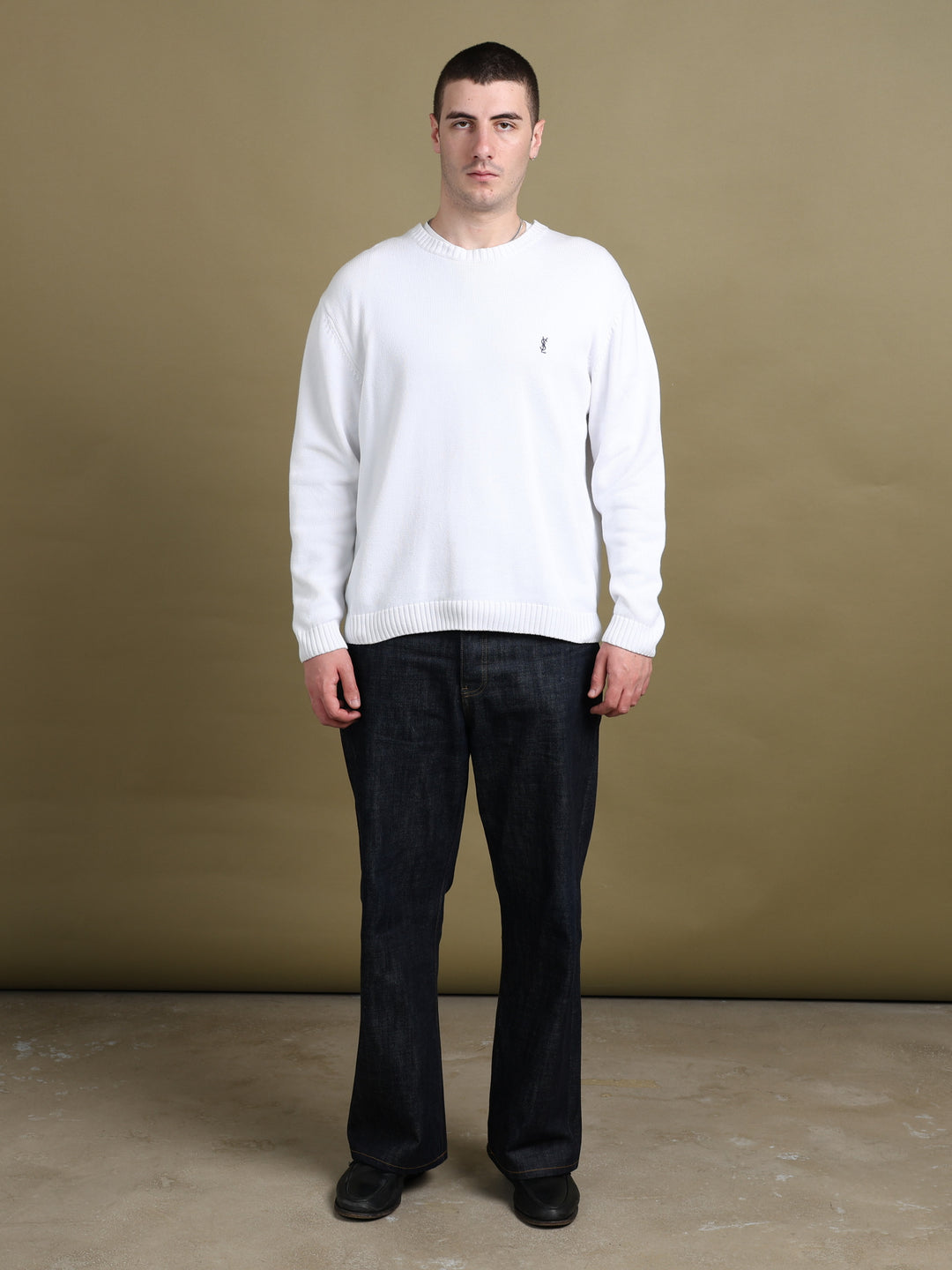 Yves Saint Laurent Heavy Knit Jumper White Men's L - back