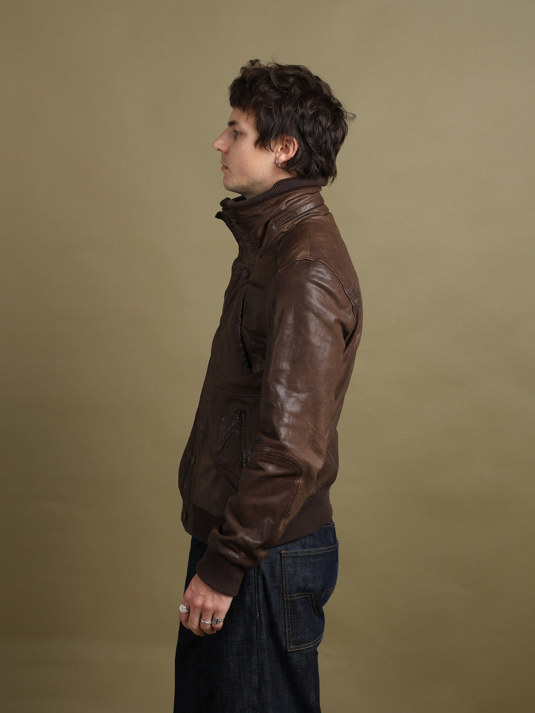 Dolce & Gabbana Leather Bomber Jacket Brown Men's M - detail 1