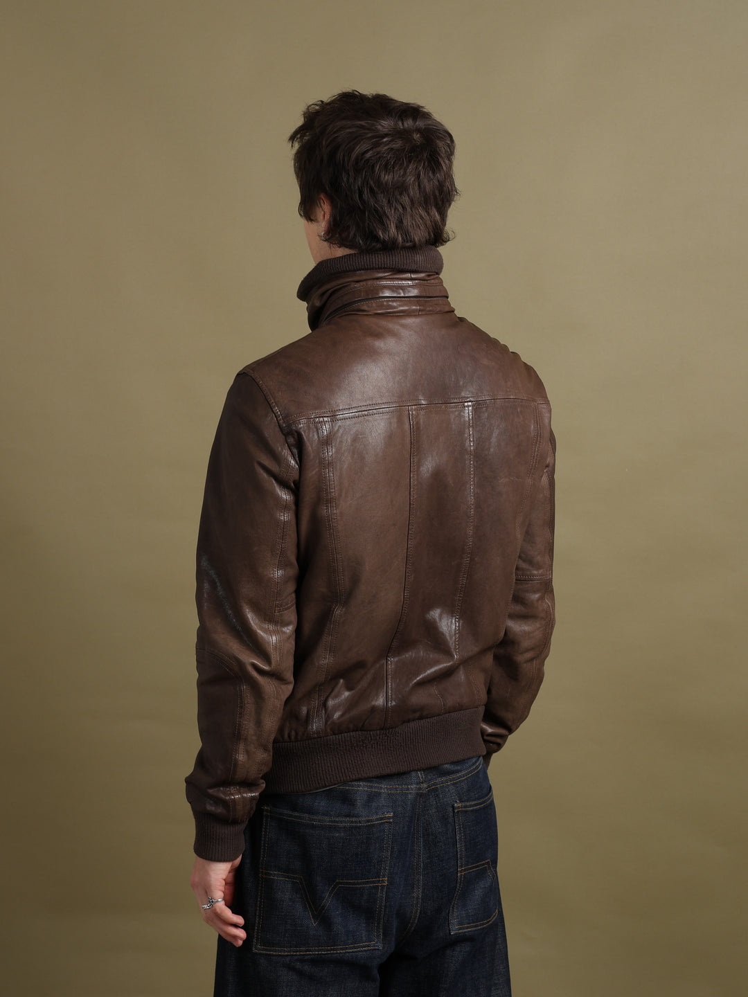 Dolce & Gabbana Leather Bomber Jacket Brown Men's M - detail 2