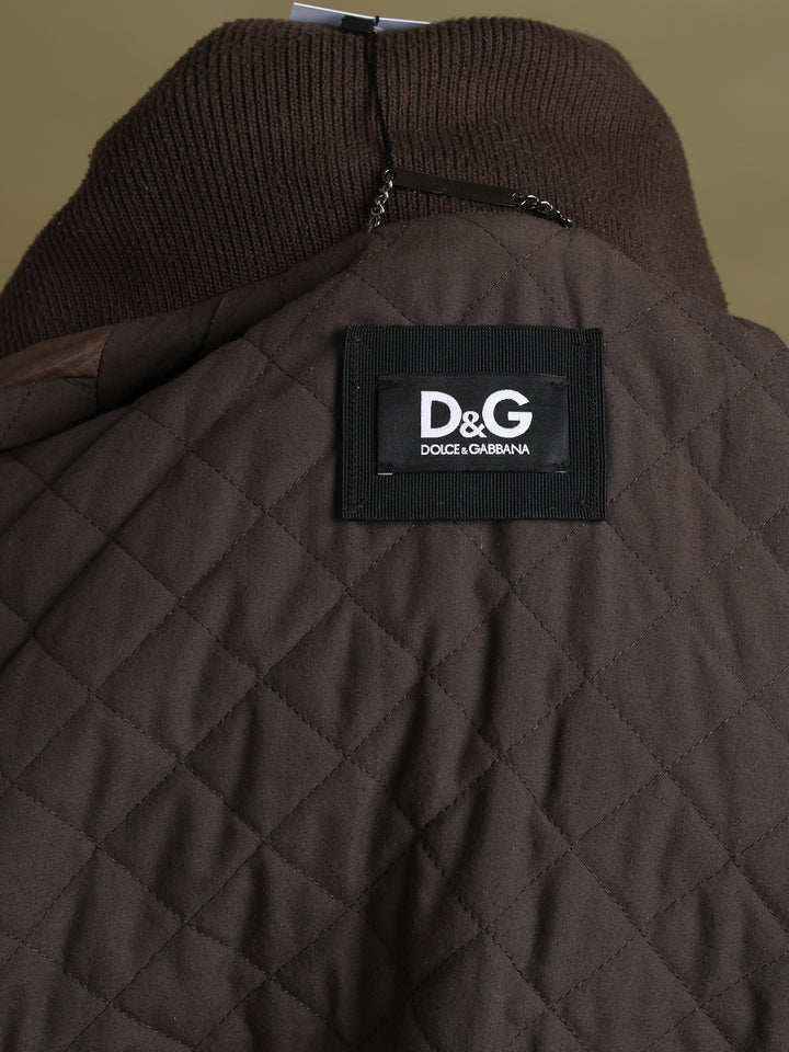 Dolce & Gabbana Leather Bomber Jacket Brown Men's M - detail 4