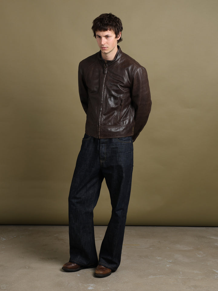 Armani Jeans Leather Bomber Jacket Brown Men's L - detail 1