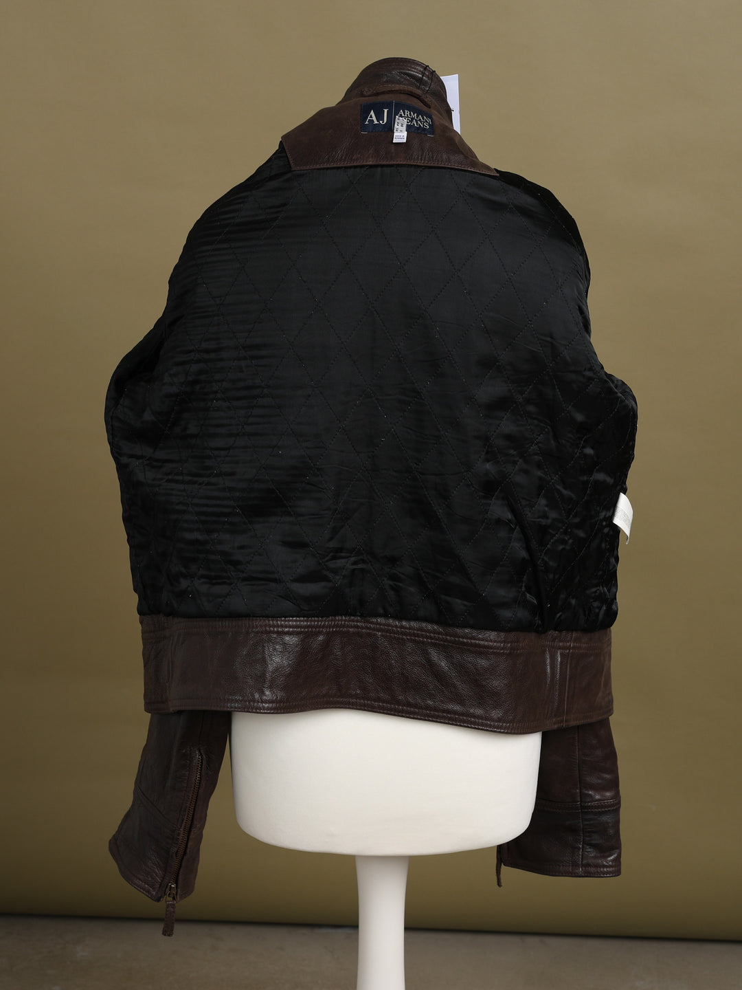 Armani Jeans Leather Bomber Jacket Brown Men's L - detail 4