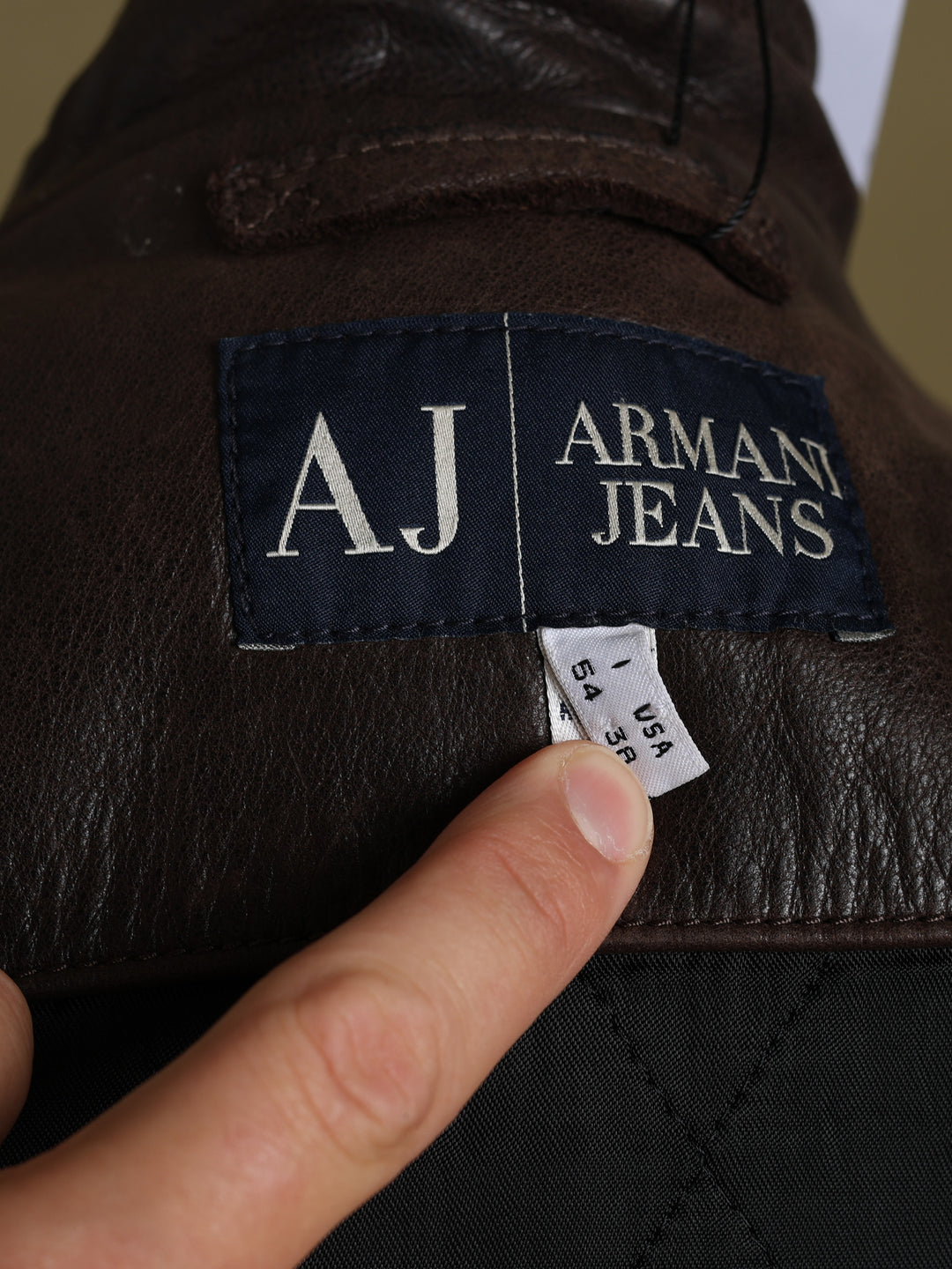 Armani Jeans Leather Bomber Jacket Brown Men's L - detail 5