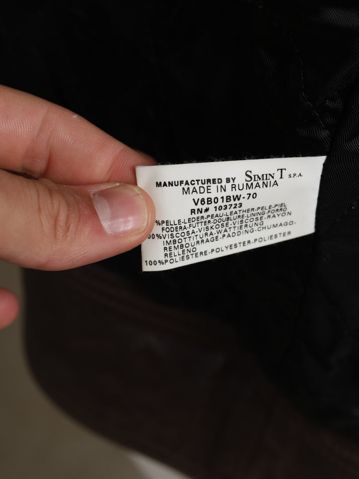 Armani Jeans Leather Bomber Jacket Brown Men's L - detail 6