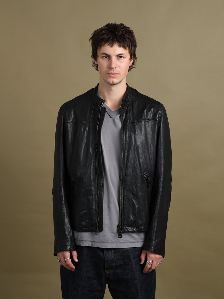 Burberry Brit Leather Biker Jacket Black Men's M - front