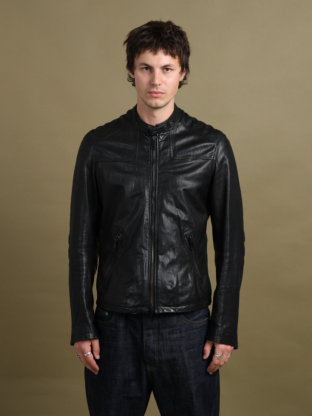 Burberry Brit Leather Biker Jacket Black Men's M - detail 1
