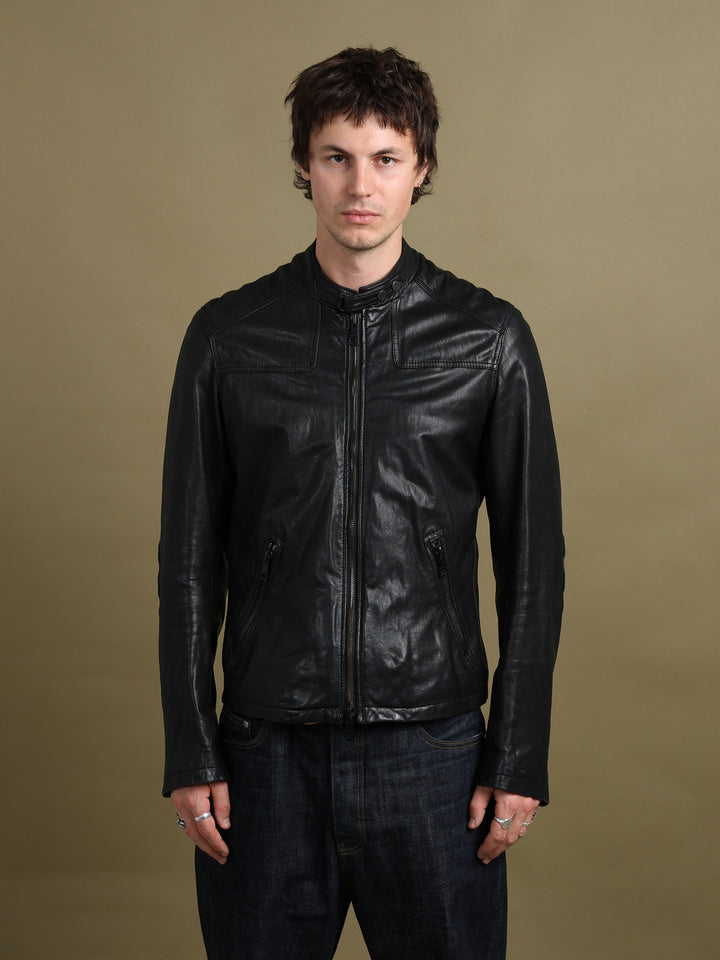Burberry Brit Leather Biker Jacket Black Men's M - detail 1