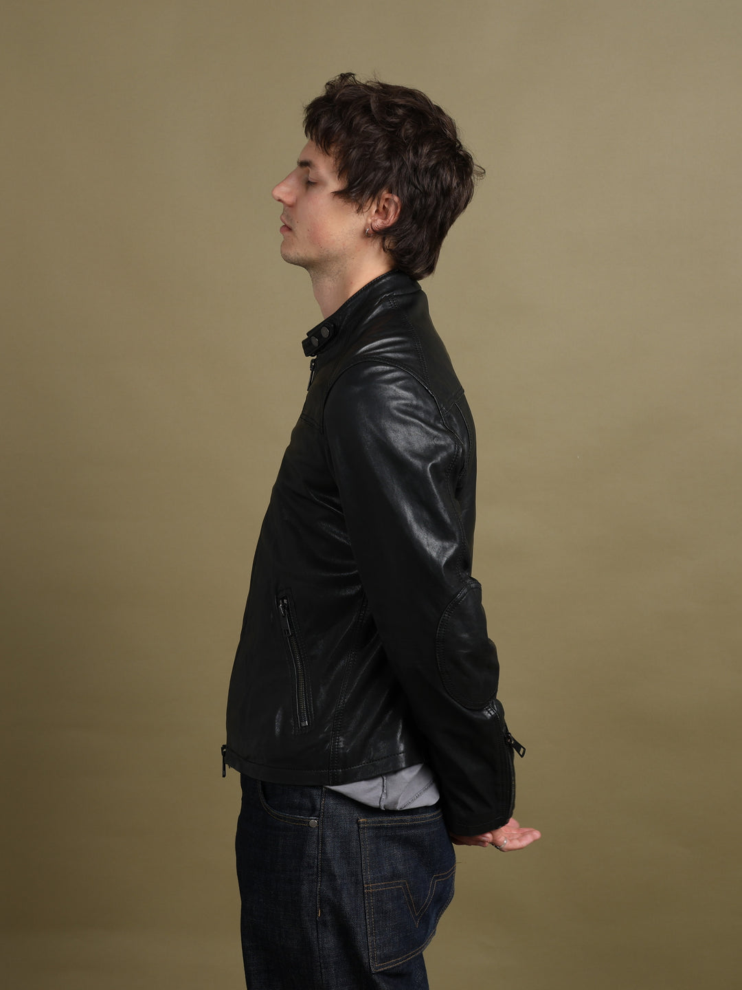 Burberry Brit Leather Biker Jacket Black Men's M - detail 2