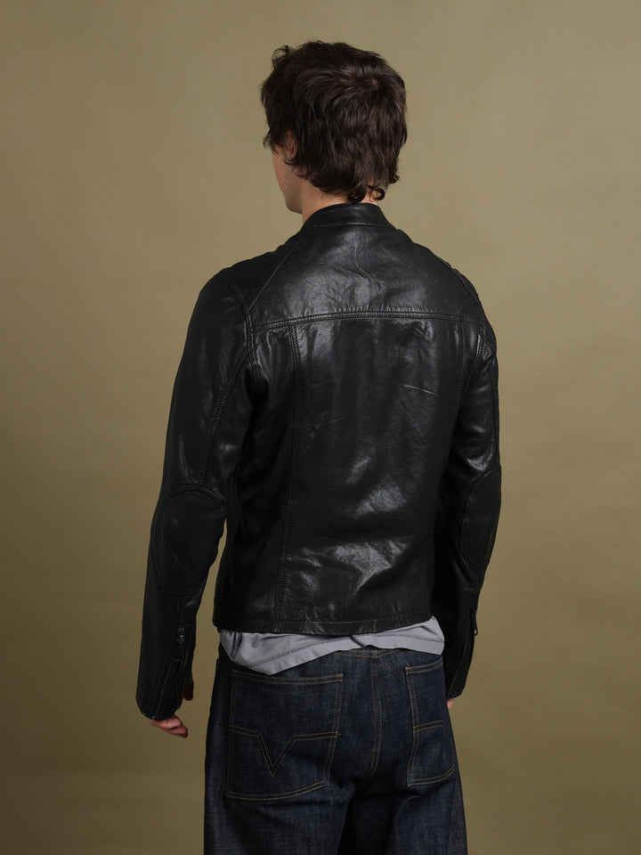 Burberry Brit Leather Biker Jacket Black Men's M - detail 3