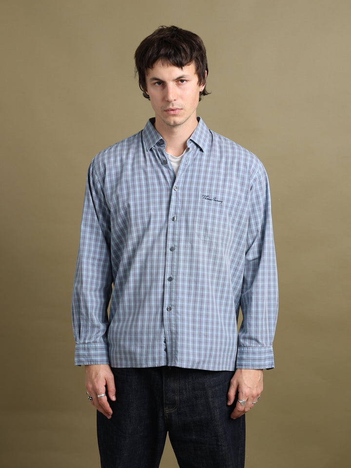 Thomas Burberry Check Shirt Blue Men's L - back