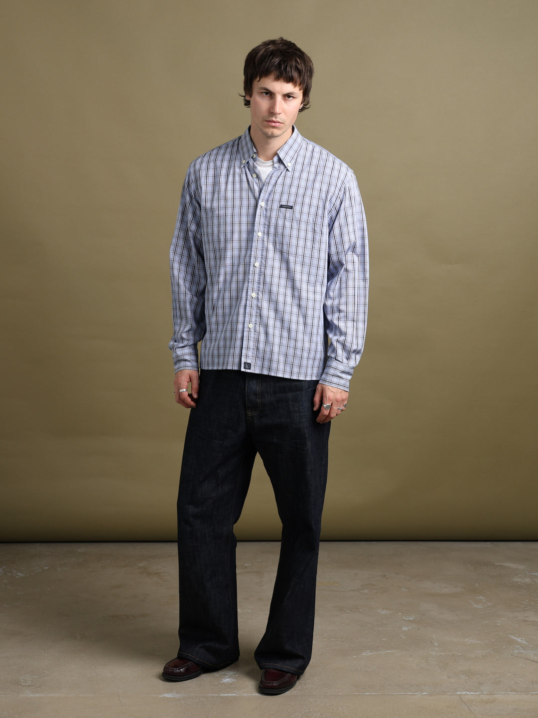 Valentino Jeans Check Shirt Blue Men's L - back