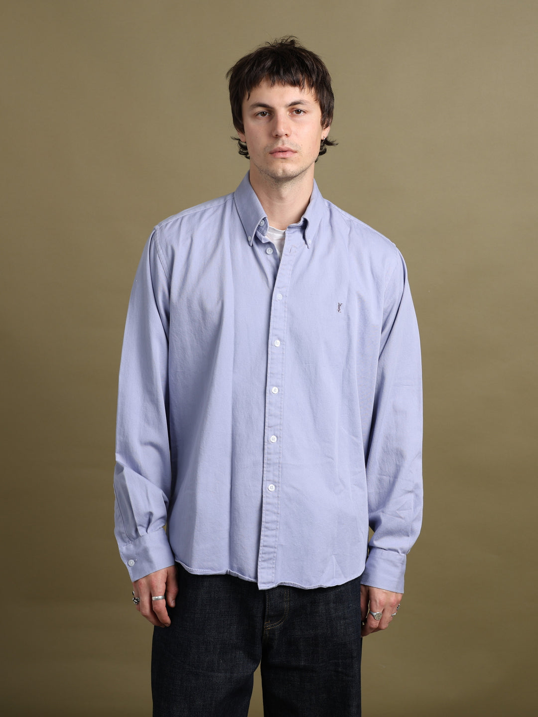 Yves Saint Laurent Oxford Shirt Lilac Men's L - front