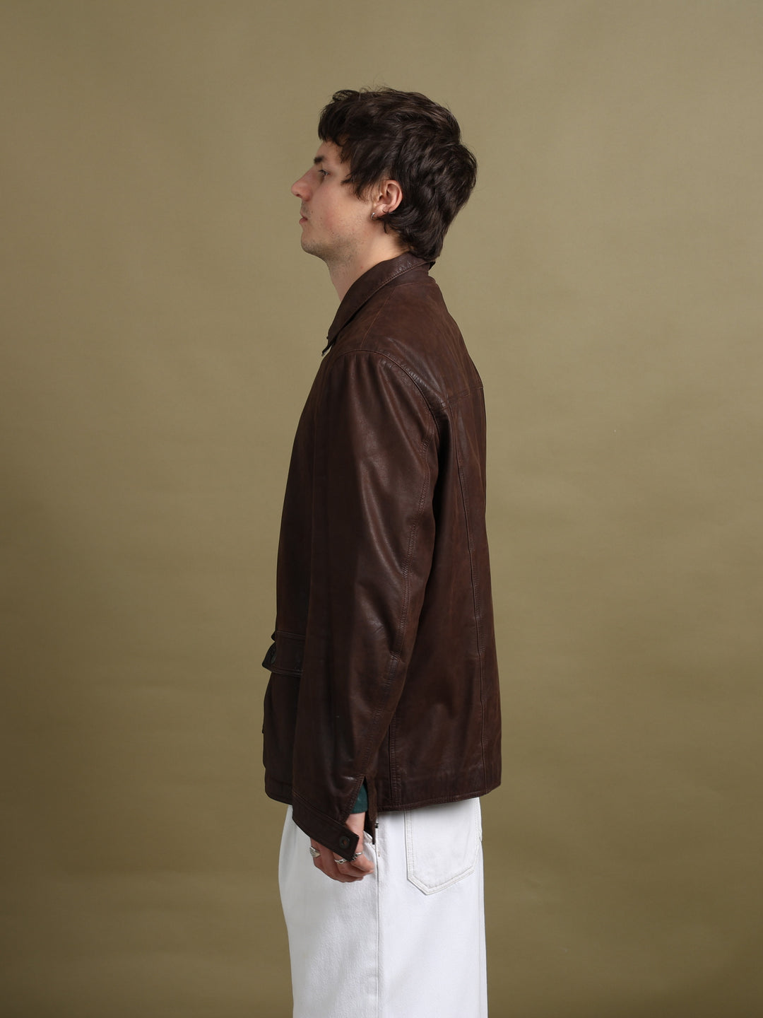 Emporio Armani Leather Jacket Brown Men's XL - detail 1