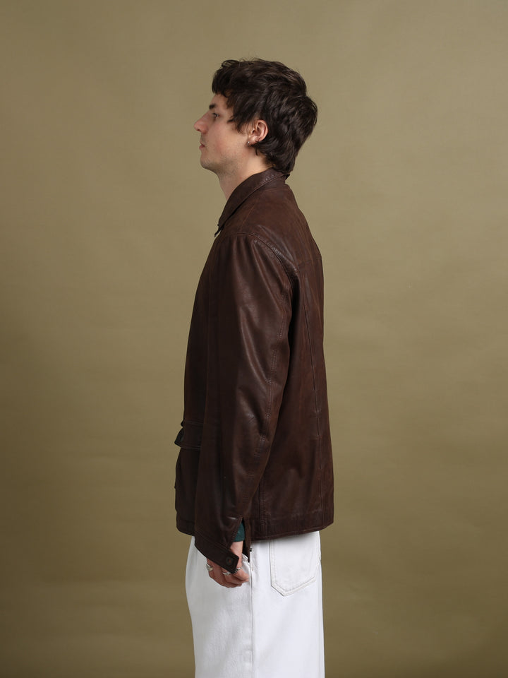 Emporio Armani Leather Jacket Brown Men's XL - detail 1