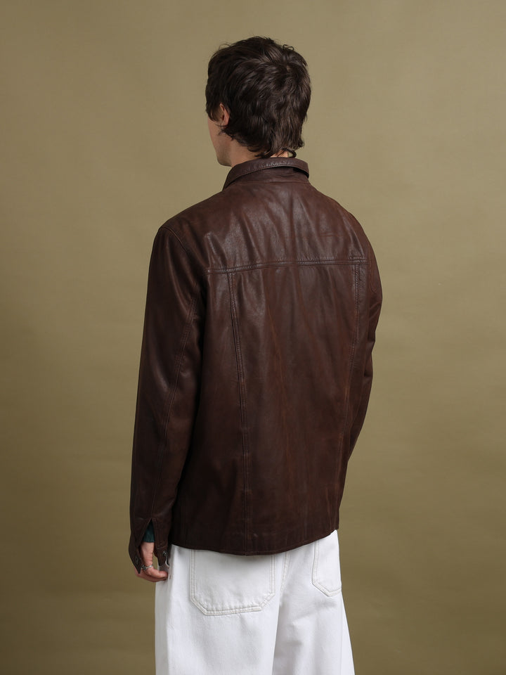 Emporio Armani Leather Jacket Brown Men's XL - detail 2