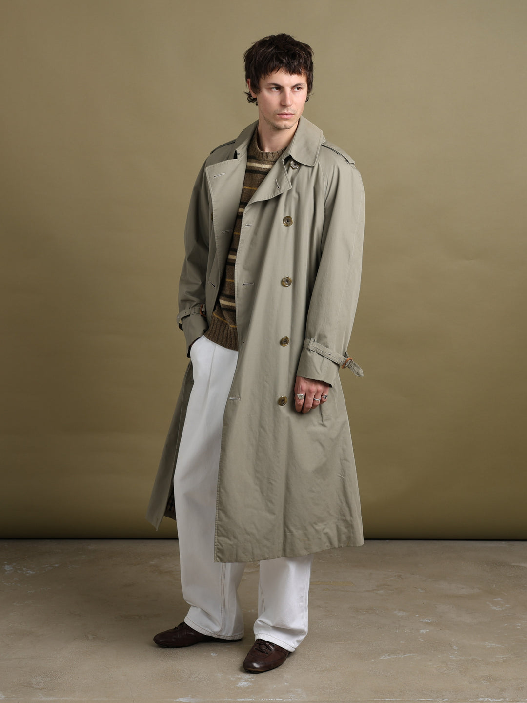 Aquascutum Trench Coat Green Men's L - back