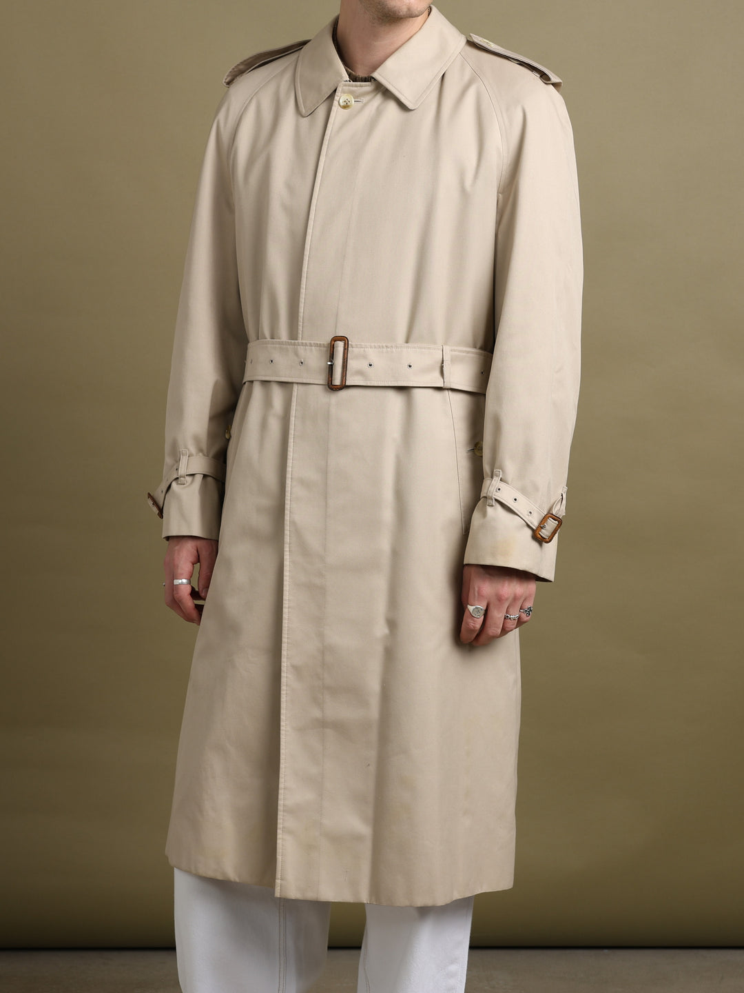 Burberry Single Breasted Trench Coat Beige Men's M - styled