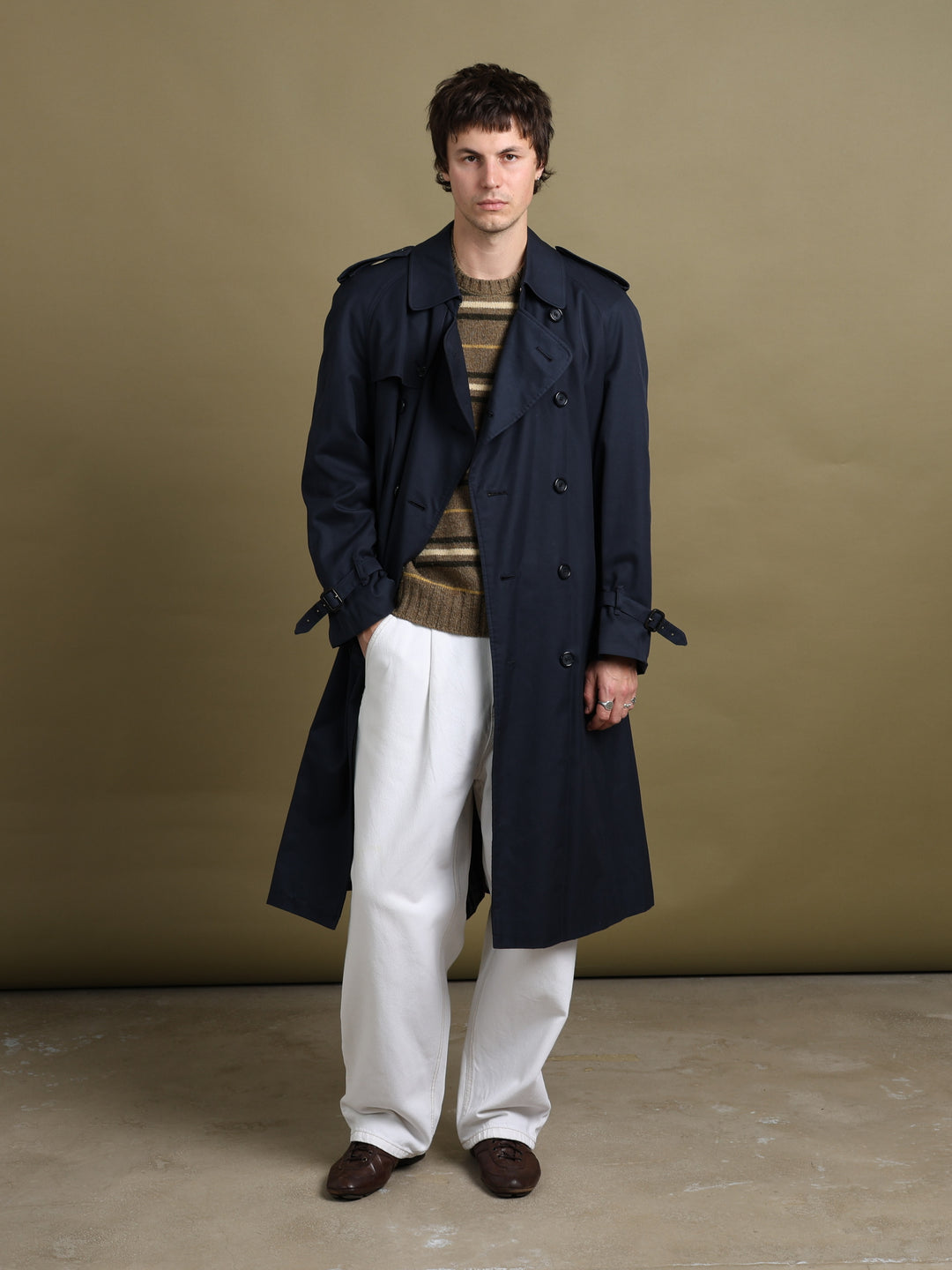 Burberry Trench Coat Navy Men's M - fabric detail