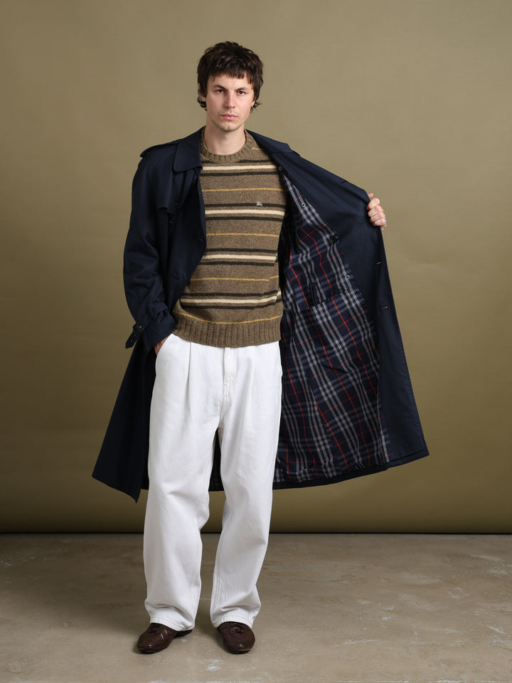 Burberry Trench Coat Navy Men's M - styled