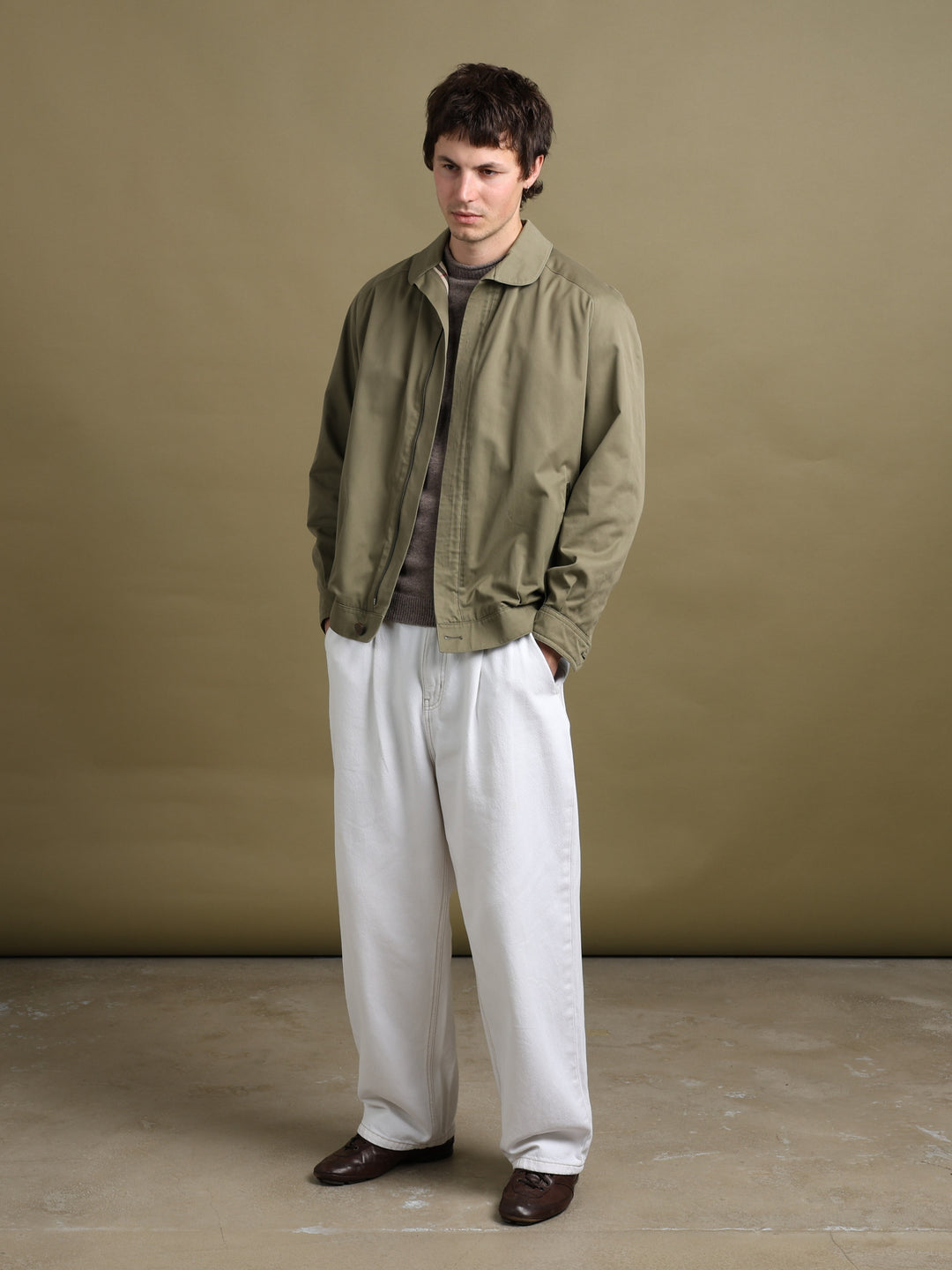 Burberry's Harrington Jacket Olive Men's M - fabric detail