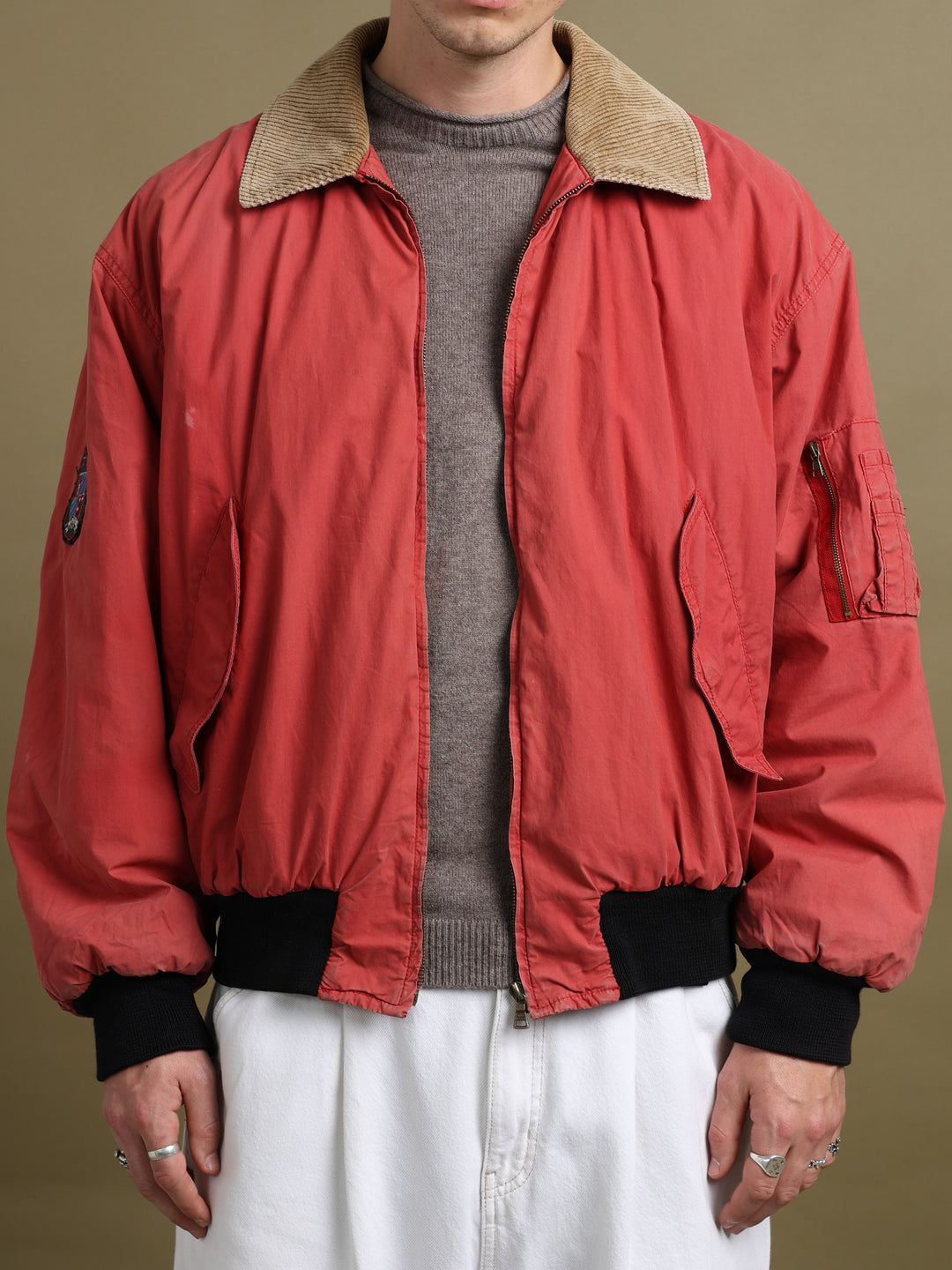 Valentino Bomber Jacket Red Men's L - fabric detail