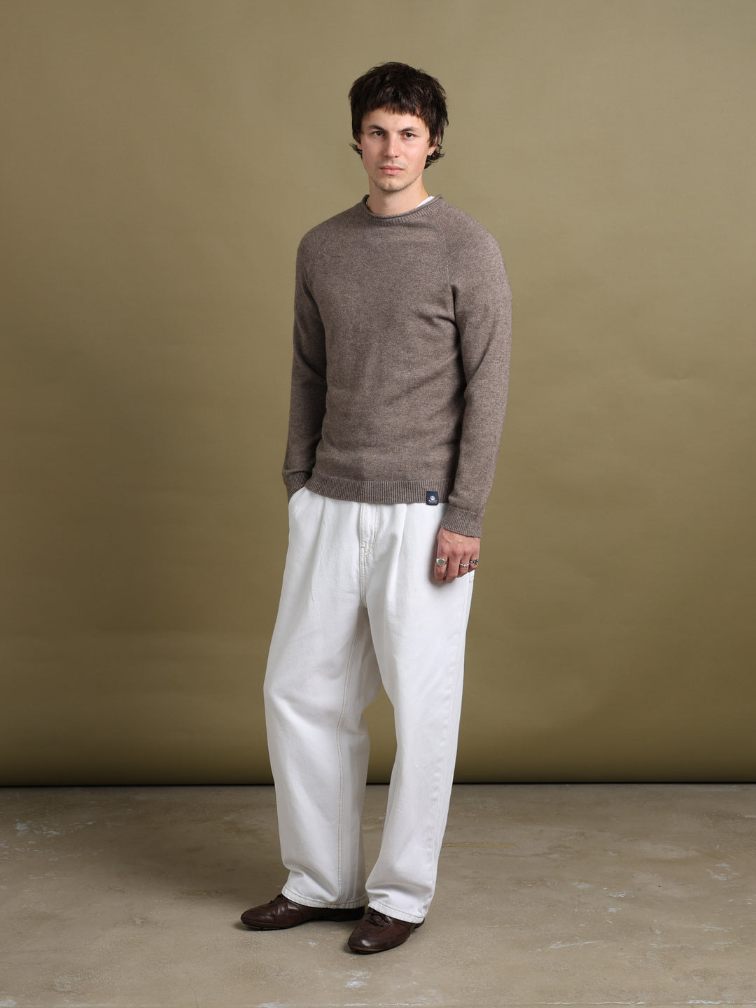 Aquascutum Open-Knit Jumper Brown Men's M - fabric detail