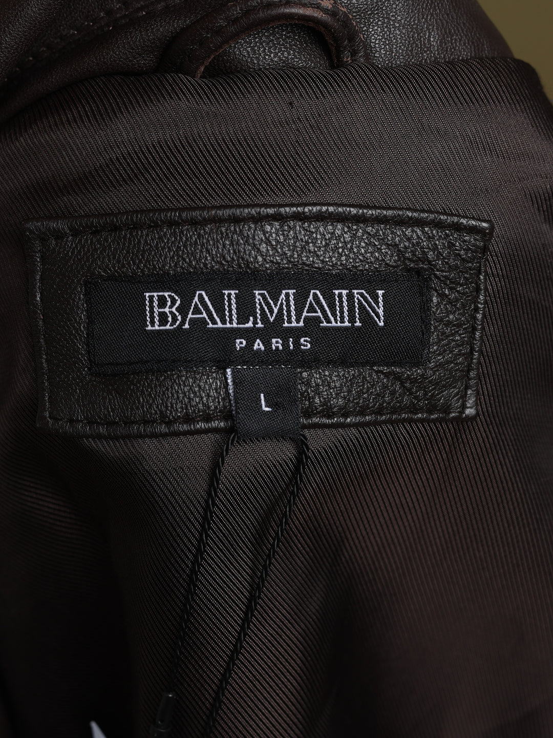 Balmain Leather Bomber Jacket Brown Men's L - detail 2