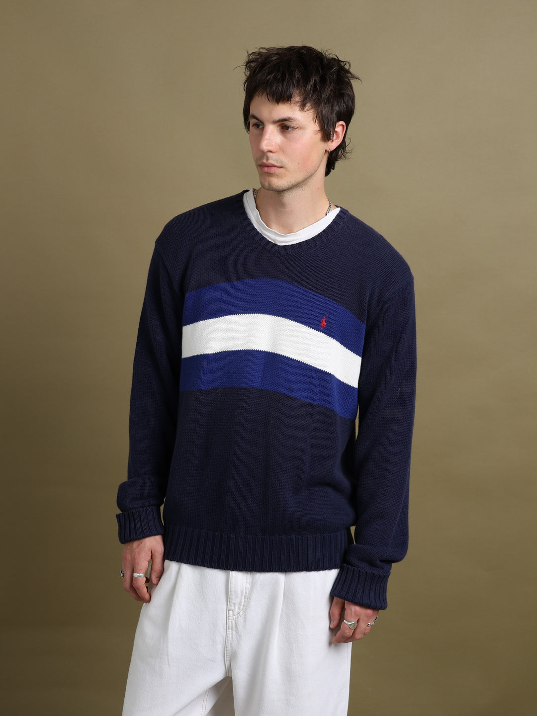 Polo Ralph Lauren Knit Jumper Navy Men's L - fabric detail