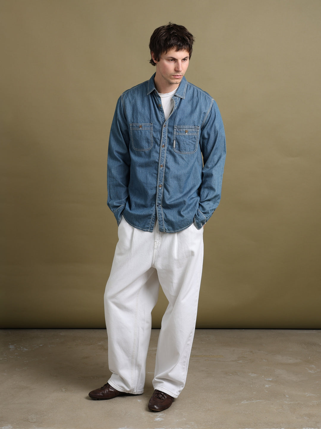 Armani Jeans Denim Shirt Blue Men's L - back