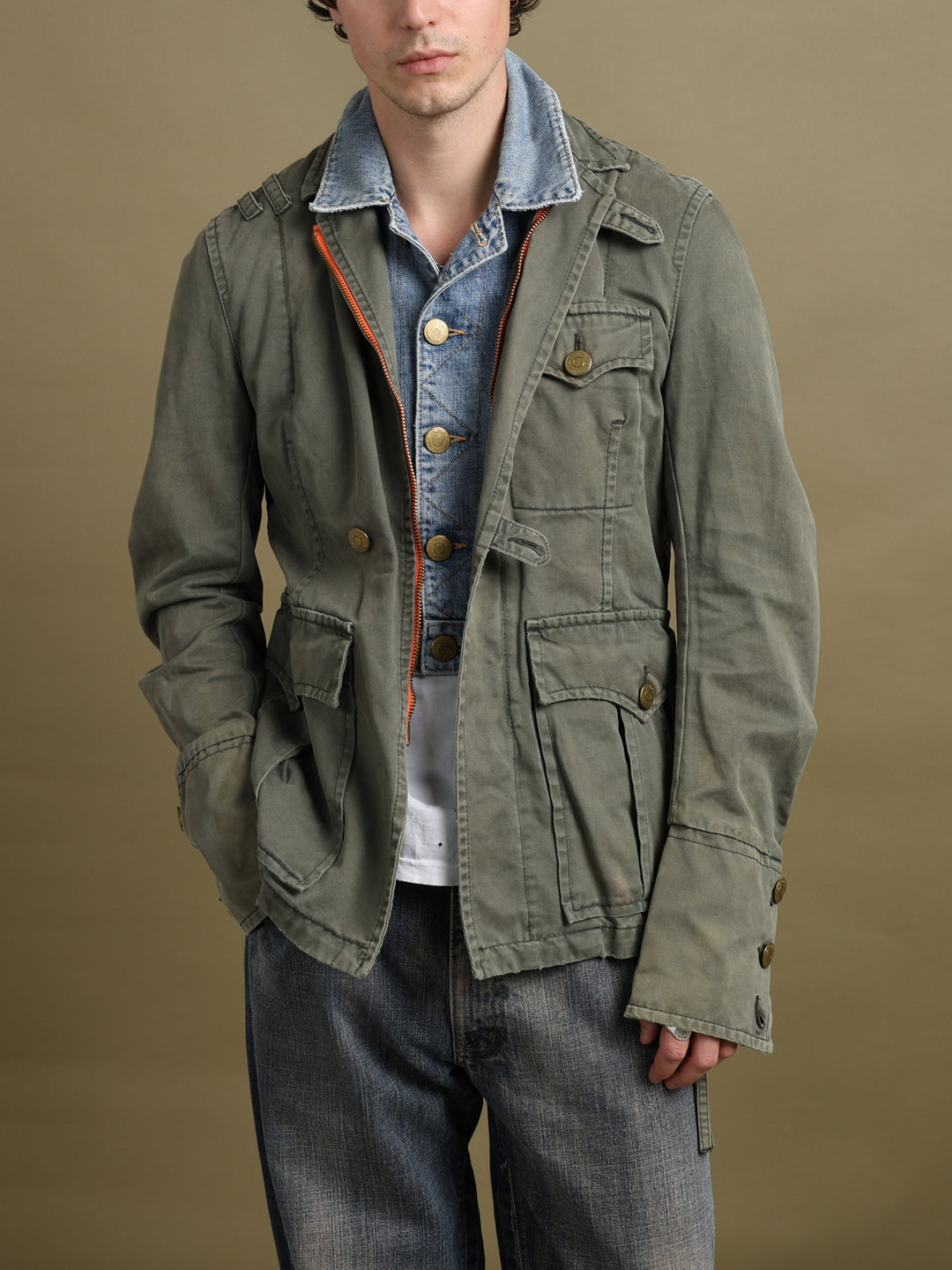 Dsquared2 Denim Jacket Olive Men's M - back