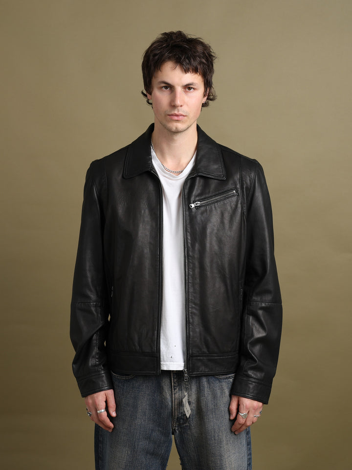 Harrods Leather Jacket Black Men's M - front
