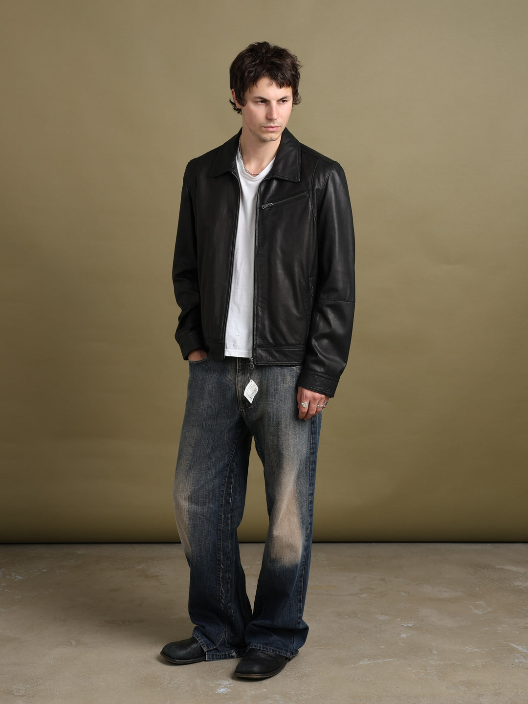 Harrods Leather Jacket Black Men's M - back