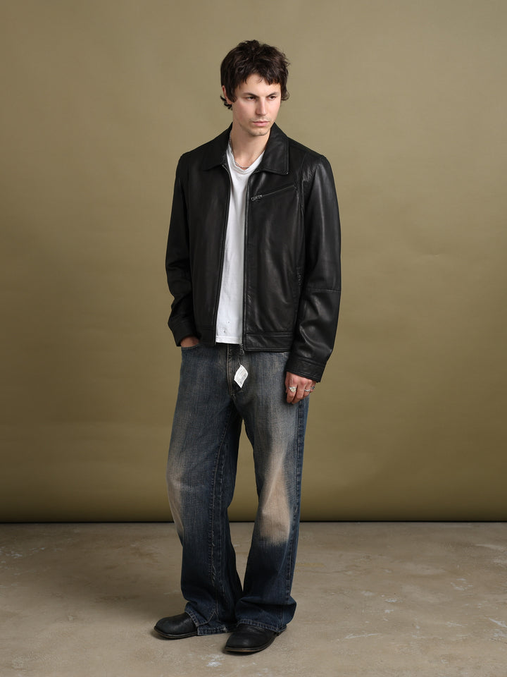 Harrods Leather Jacket Black Men's M - back