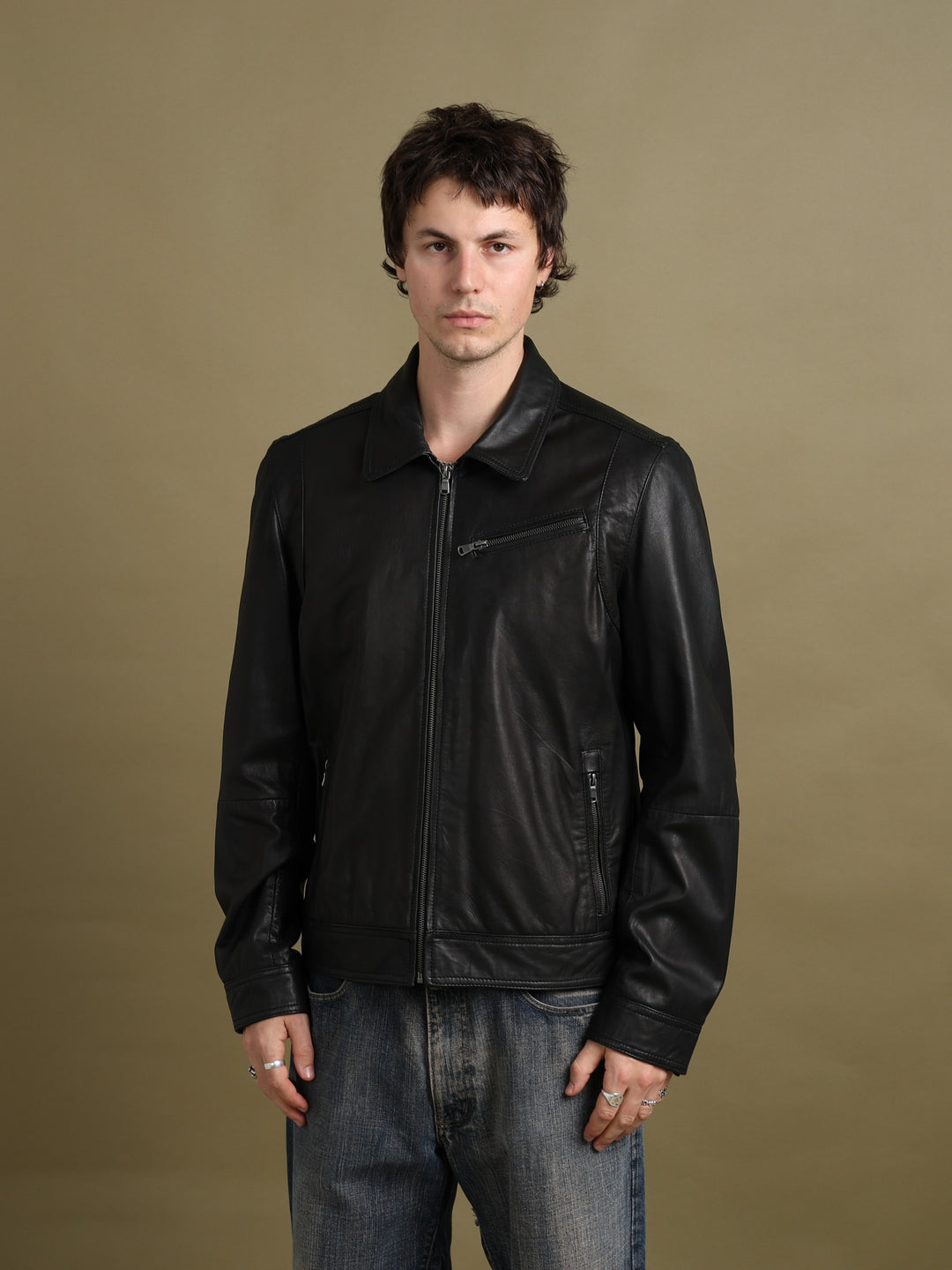 Harrods Leather Jacket Black Men's M - detail 1